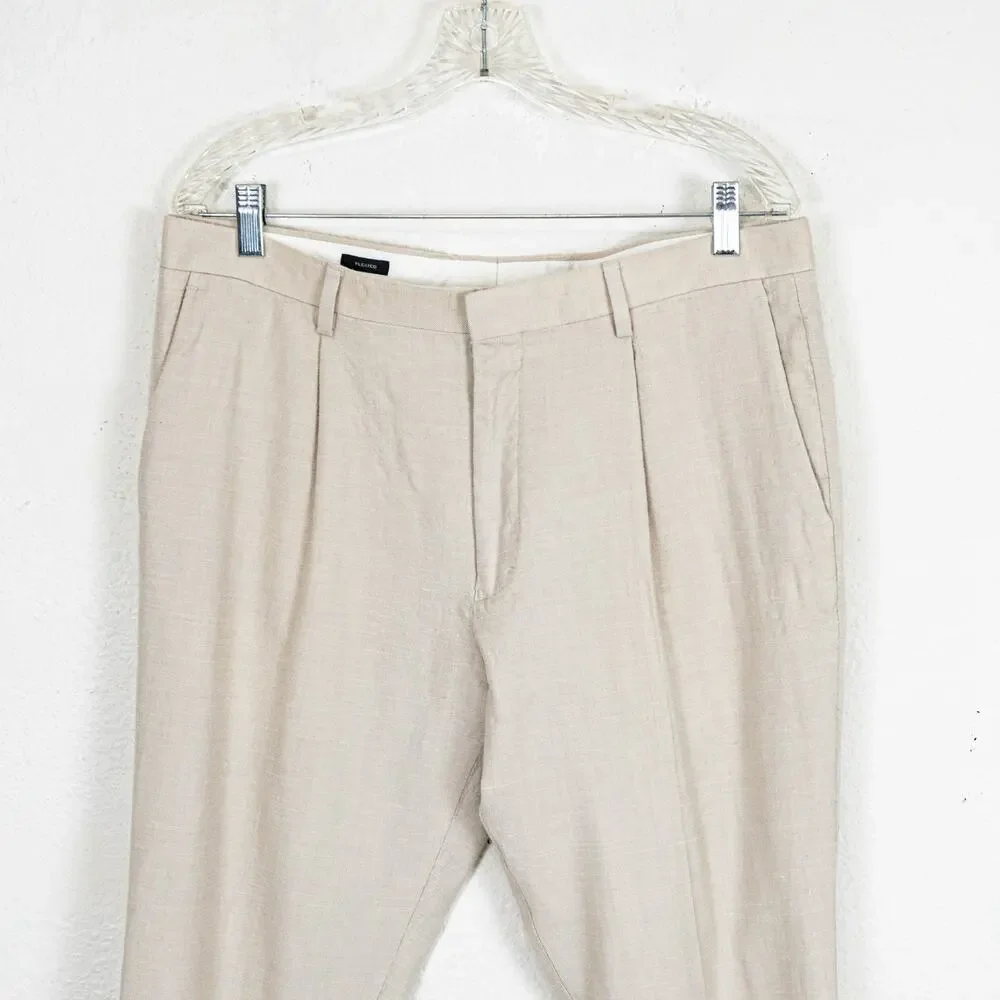 J.Crew Ludlow Slim Pleated Suit Pant Italian Wool Linen Silk 34